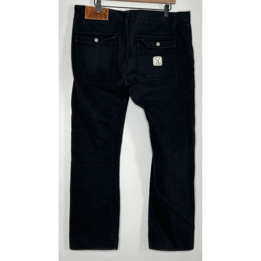 The Hundreds Black Denim Jeans Rear Button Flap Pockets Sword Logo Mens Size 40